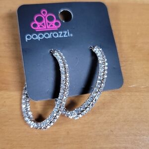 Paparazzi Sparkling Silver Rhinestone Earrings